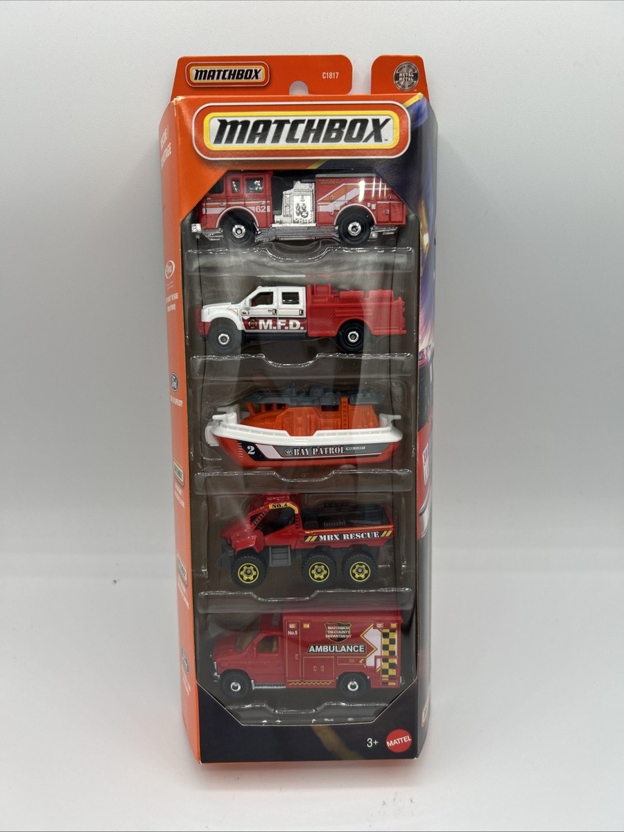 Matchbox RESCUE 5-Pack, Gift Pack, Fire Engine, Ford F-550,Bay
