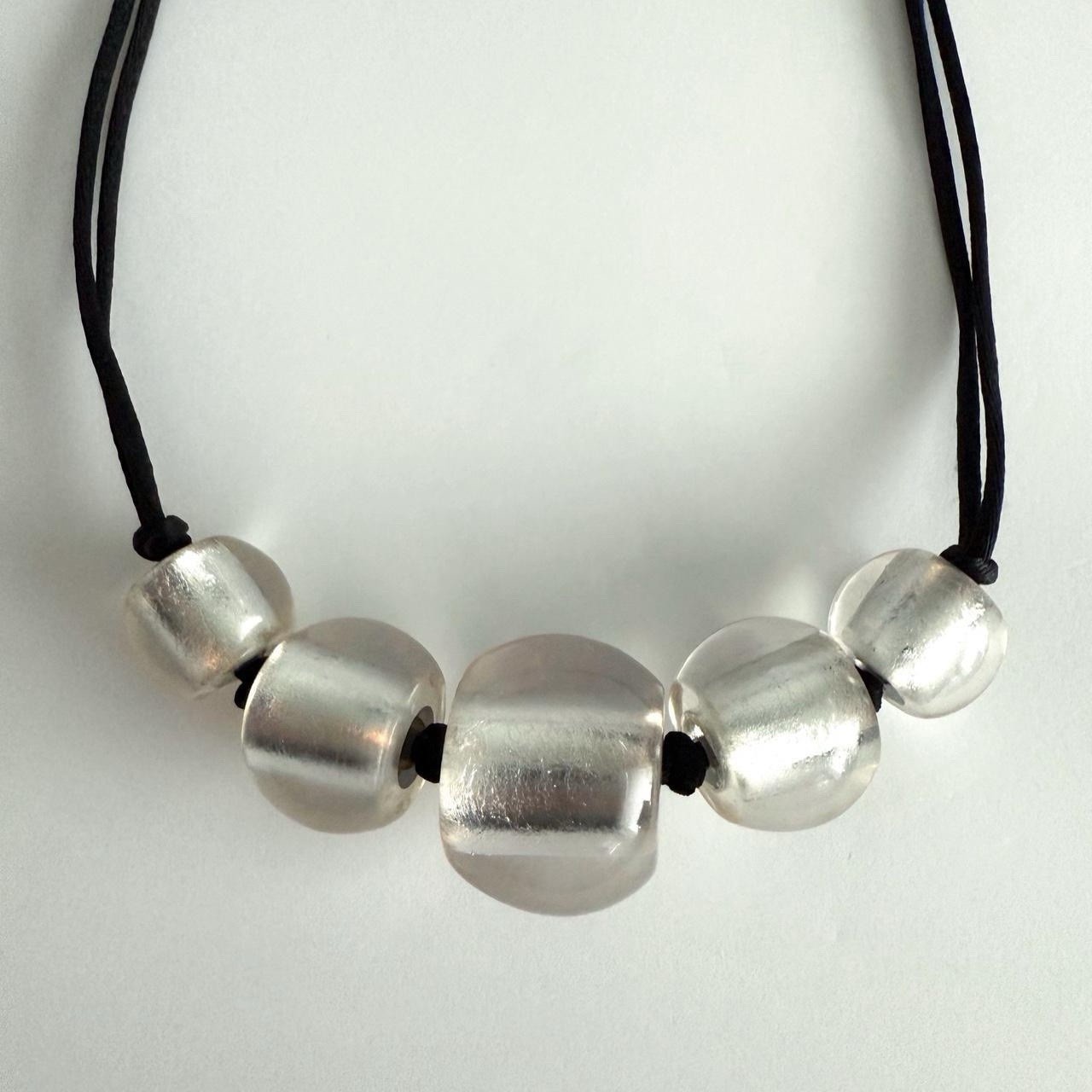 Chunky Statement Silver Foiled & Clear Beaded Nec… - image 4
