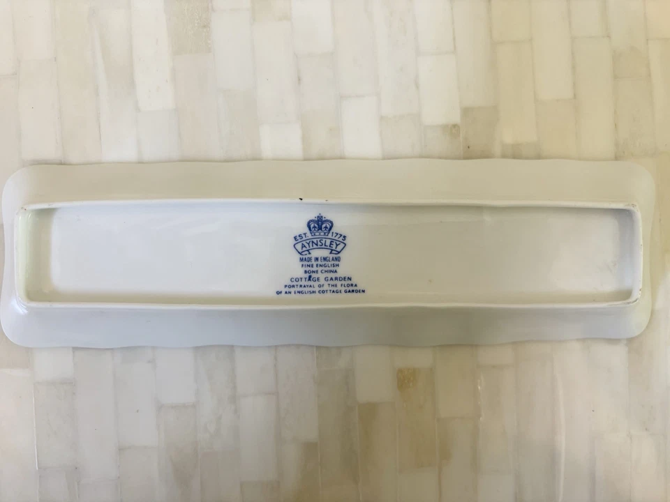 AYNSLEY ENGLISH COTTAGE GARDEN Fine Bine China Serving Tray England Trinket Dish - Image 4 of 4