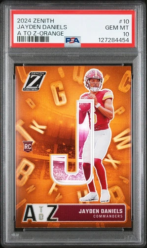 2024 Panini Zenith A To Z Jayden Daniels Orange #10 PSA 10