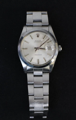 Vintage Rolex OysterDate Precision 34mm Silver Dial Steel Men's Watch 6694