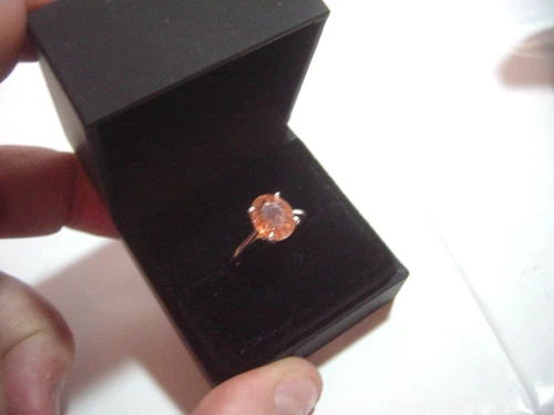 beautiful Solid Silver Ring-natural large orange rutile quartz-Size m-vintage