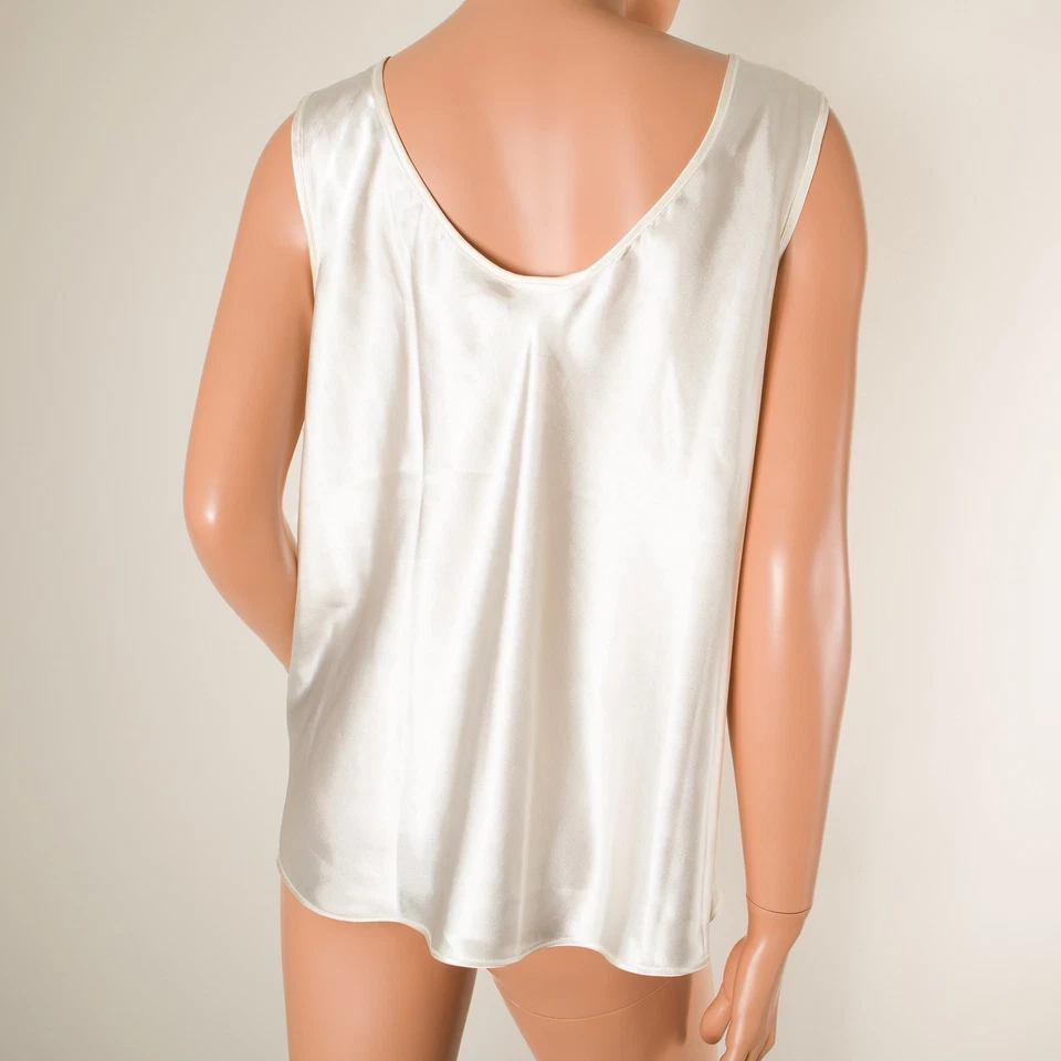 💖 Camiseta sin mangas Y2K SECRET TREASURES marfil satinado detalle de encaje talla grande 2X Foto 3 de 4