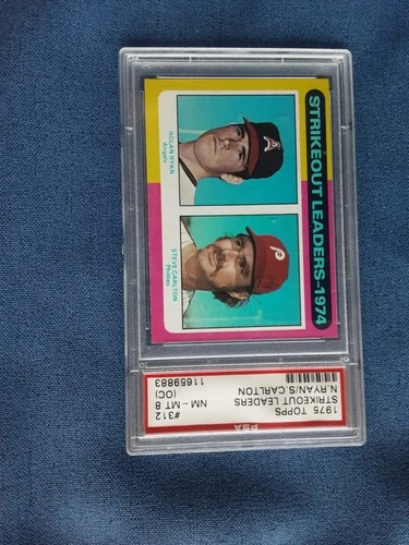 Topps 1975 Strikeout Leaders Nolan Ryan Steve Carlton #312 PSA 8 OCl