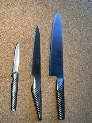 global knife set Chef Knife, G2 Scallop Knife, GS 14 Paring Knife GSF15