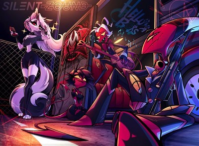 Anime helluva boss blitzo loona millie moxxie anthro Stitched Gaming Mat Desk
