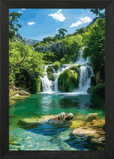 Waterfall Landscape Art Framed Wall Art Poster Canvas Print Picture