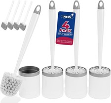Toilet Brush, 4 Pack Toilet Brush and Holder Set, Compact Bathroom Accessories