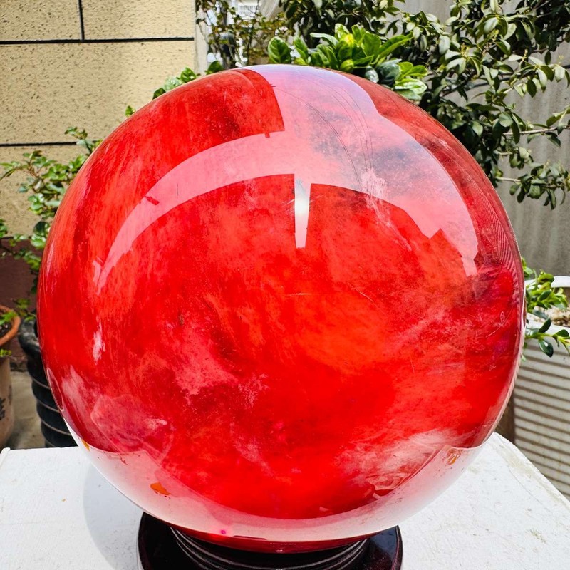 25.86LB Red  melting stone quartz crystal sphere crystal ball magic reiki