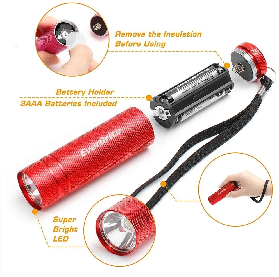 EverBrite 30-PC LED Flashlight Set Handheld Aluminum Torches w/Lanyard Batteries - Image 3 of 4