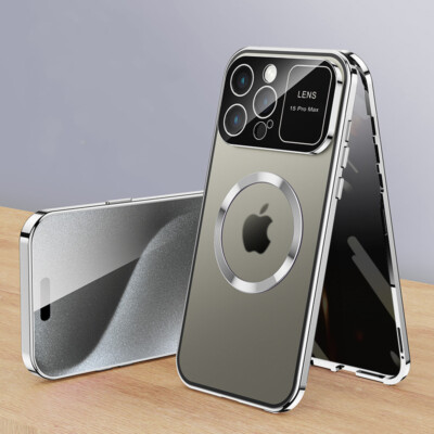 For iPhone 16/14/13/15 Pro Max Anti-Peep Full Body Metal Case Screen Protector