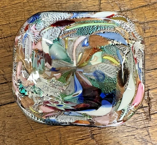 Vintage Murano Tutti Frutti Italian Art Glass Bowl/Ashtray AVEM Bizantino Series