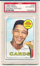 Vada Pinson PSA DNA Signed 1969 Topps Autograph