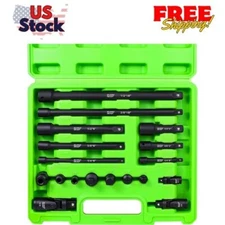 18-Pieces Drive Tool Accessory Set, 1/4", 3/8" & 1/2" Drive, Includes Socket