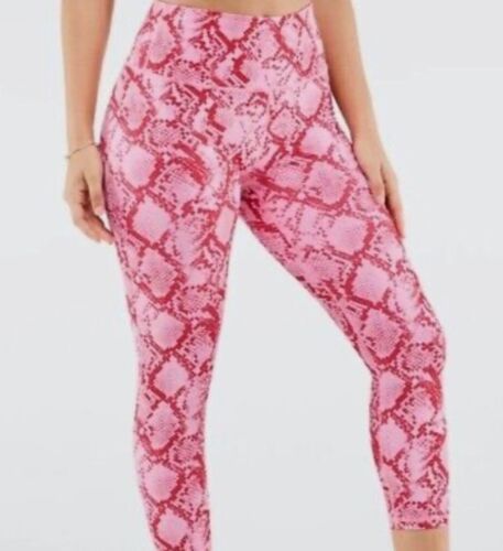Fabletics Pink Snake Skin Define PowerHold High-Waisted Capri Leggings M
