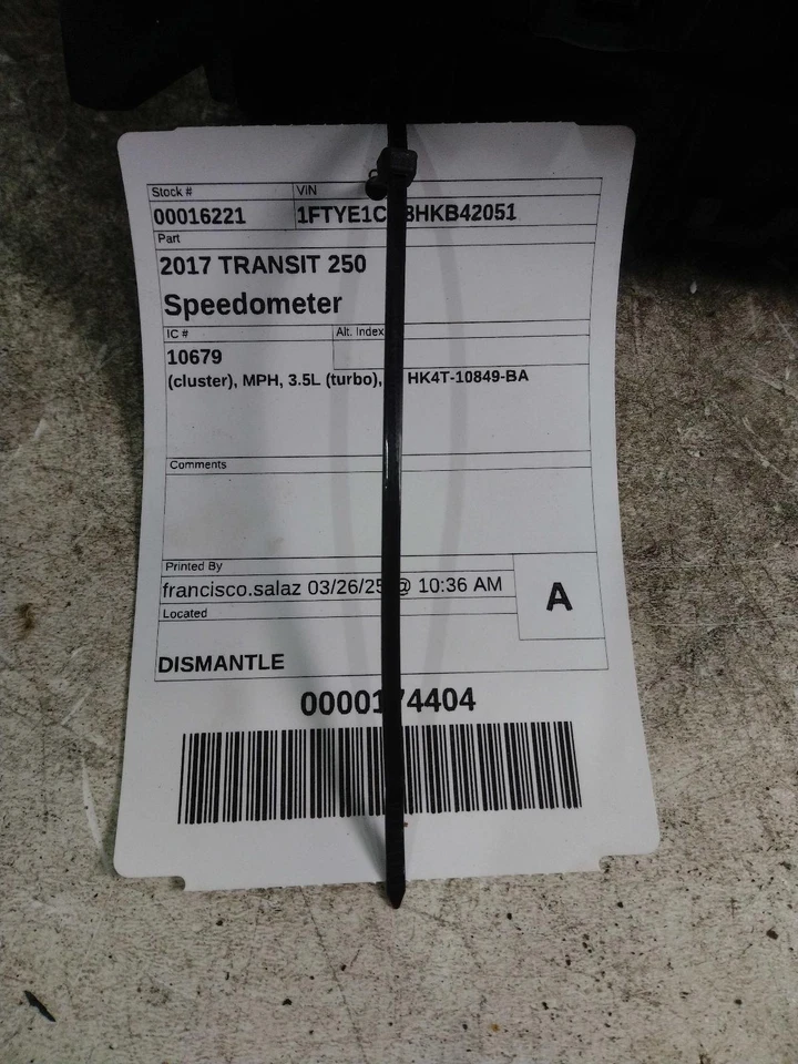 Ford Transit 150 2017 velocímetro calibre OEM HK4T10849BA 105 k millas plateado Foto 2 de 4