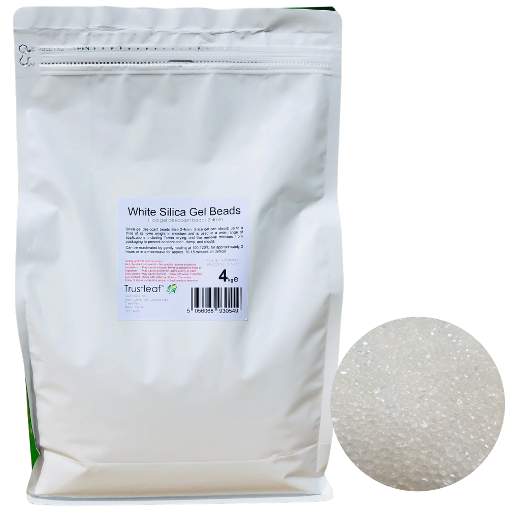 4kg White Silica Gel 2-4mm Beads - Resealable Bag - (4kg BAG - WB)