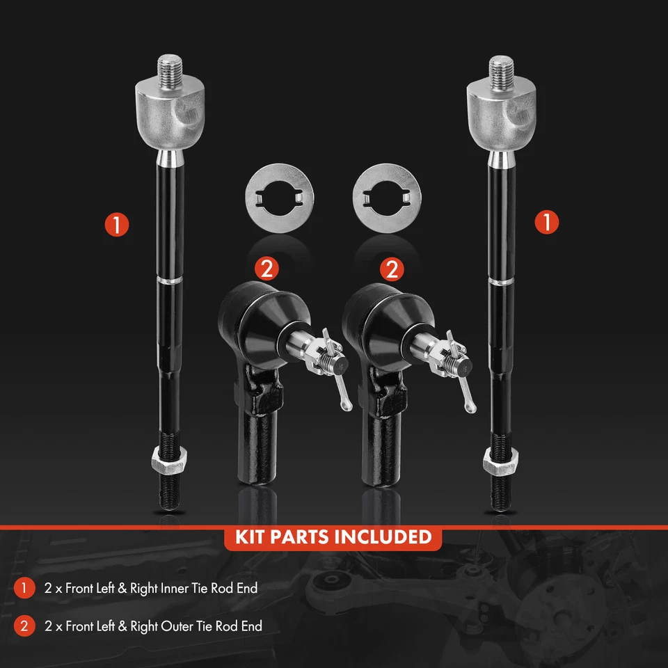 4Pcs Front Left & Right Inner & Outer Tie Rod End for Mazda CX-5 2013 2014-2016 - Image 2 of 4