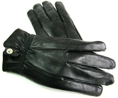 Neuf Femmes Super Doux Véritable Cuir Noir Gants Entièrement Doublé Chaud Route - Photo 1/4