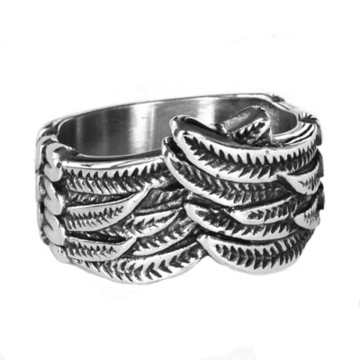 Stainless Steel Feather Wings Ring