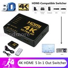 Splitter switch switch HDMI 5 porte HDTV Ultra HD 4K 60Hz con telecomando