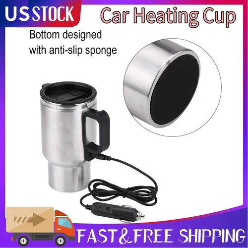 12V 450ml Electric Incar Stainless Steel Travel Heating Cup Coffee Tea Car Cup ✈