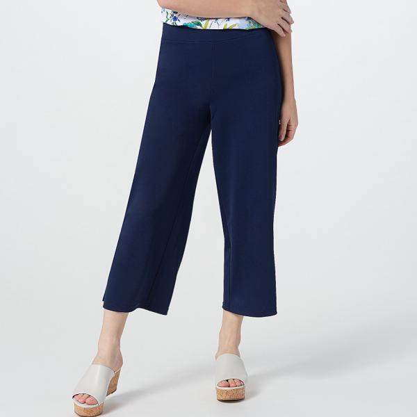 Исаак Мизрахи жив! Укороченные широкие брюки из трикотажа Pebble Темно-синего цвета