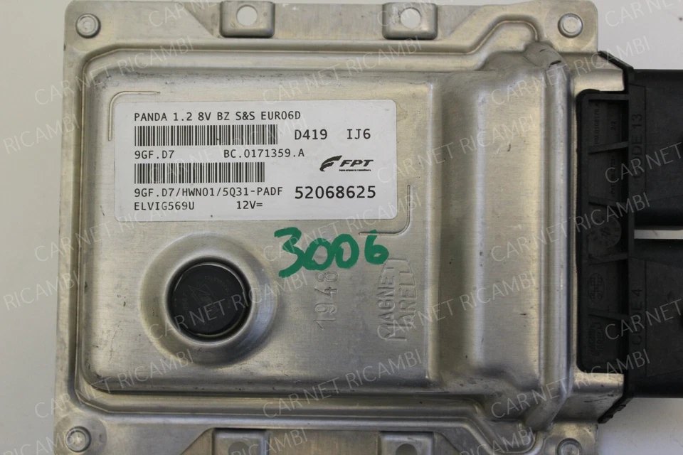 9GF.D7 HWN01 52068625 FPT 9GF CENTRALINA MOTORE ECU FIAT PANDA 1.2 8V S&S EURO6 — 第 2/4 张图片