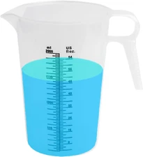 64Oz (1/2 Gallon) Measuring Pitcher, Plastic, Multipurpose - Great for Oil, Chem