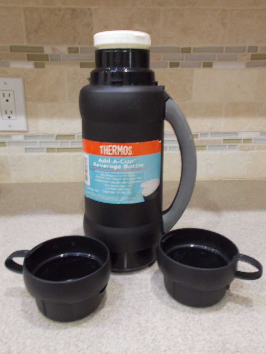 Beverage Bottle Thermos Add-A-Cup 35 oz. Black | eBay
