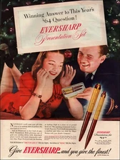 1945 Vintage ad Eversharp Gift sets Christmas Tree ornaments red dress