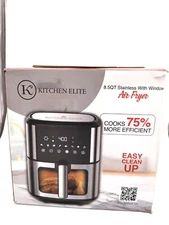 KITCHEN ELITE 8.5QT Stainless with Window Air Fryer! COOKS 75% MORE EFFICIENT!
