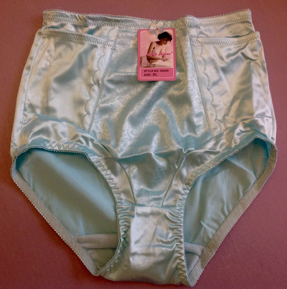 Calzoncillos de mujer, bragas de control Ann Diane talla XL. Azul satinado con 2 bolsillos secretos Foto 3 de 4