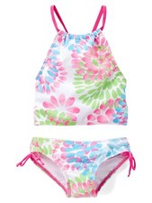 Kanu Surf Halter Tankini 2-Piece Swimsuit Daisy Neon Size 10