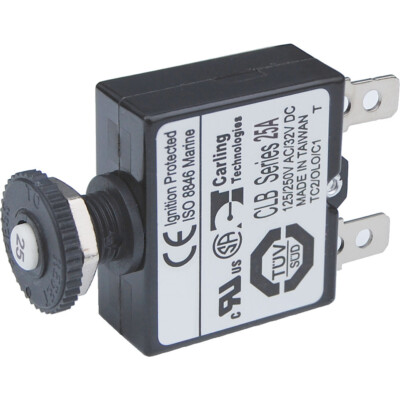 Blue Sea Systems 7058-Bss 25A Push Button Quick Connect Circuit Breaker