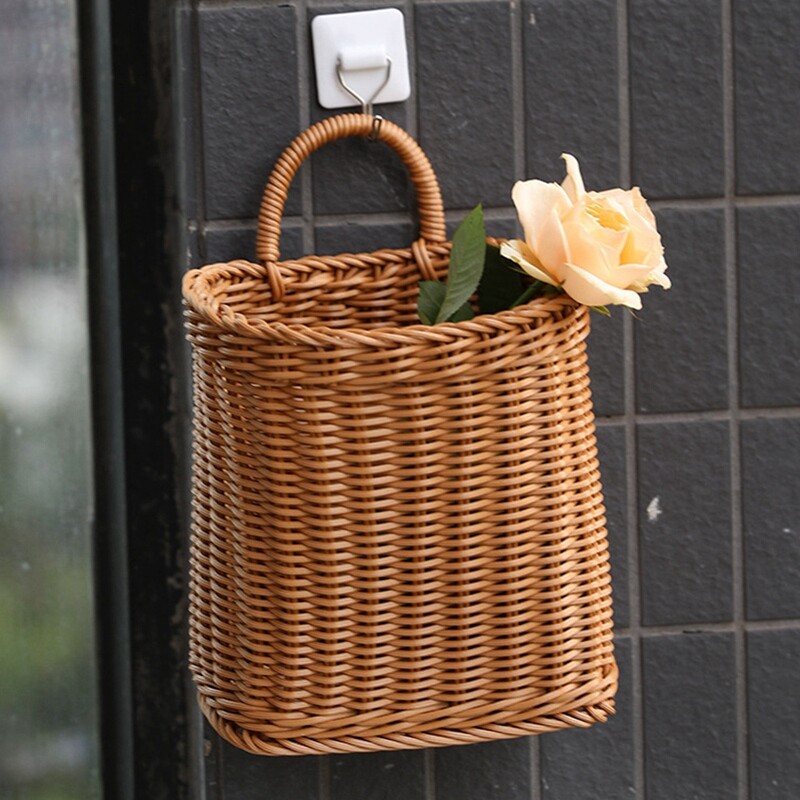 Kitchen Storage Basket with Handle Woven Hanging Baskets for Living