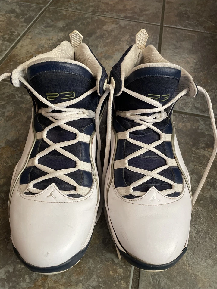 Jordan Olympia Mid Top Blanco Medianoche Azul Marino 323096-102 Para hombres Talla 11.5 Foto 2 de 4