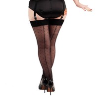 Pamela Mann Vintage Halterlose StrüMpfe Jive Seamed Dotty Stockings Black/Black