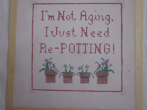 I'M NOT AGING - I JUST NEED RE-POTTING NEEDLEPOINT CANVAS - PRICE DROP - Picture 1 of 2
