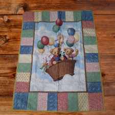 BABY BLANKET/QUILT WITH TEDDY BEARS 34 X 44 INCHES MULTICOLORED