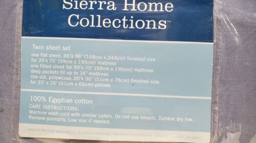 Vgt NEW TWIN SHEET SET - 100% Egyptian Cotton - Sierra Home Collections - BLUE - Picture 4 of 6