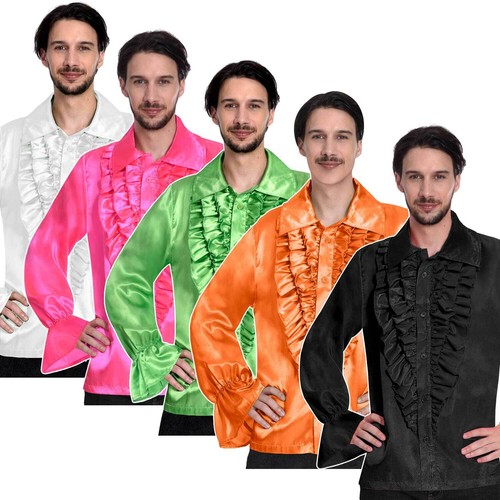 Mens Satin Disco Ruffle Shirt 1970's 