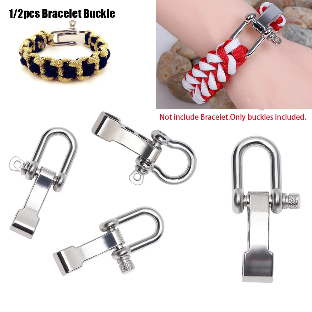 Adjustable shackle buckle for paracord clearance