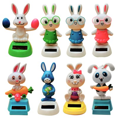 Solar Power Wackelkopf Figur Figur bewegliche tanzende Hase Ornament Ostern