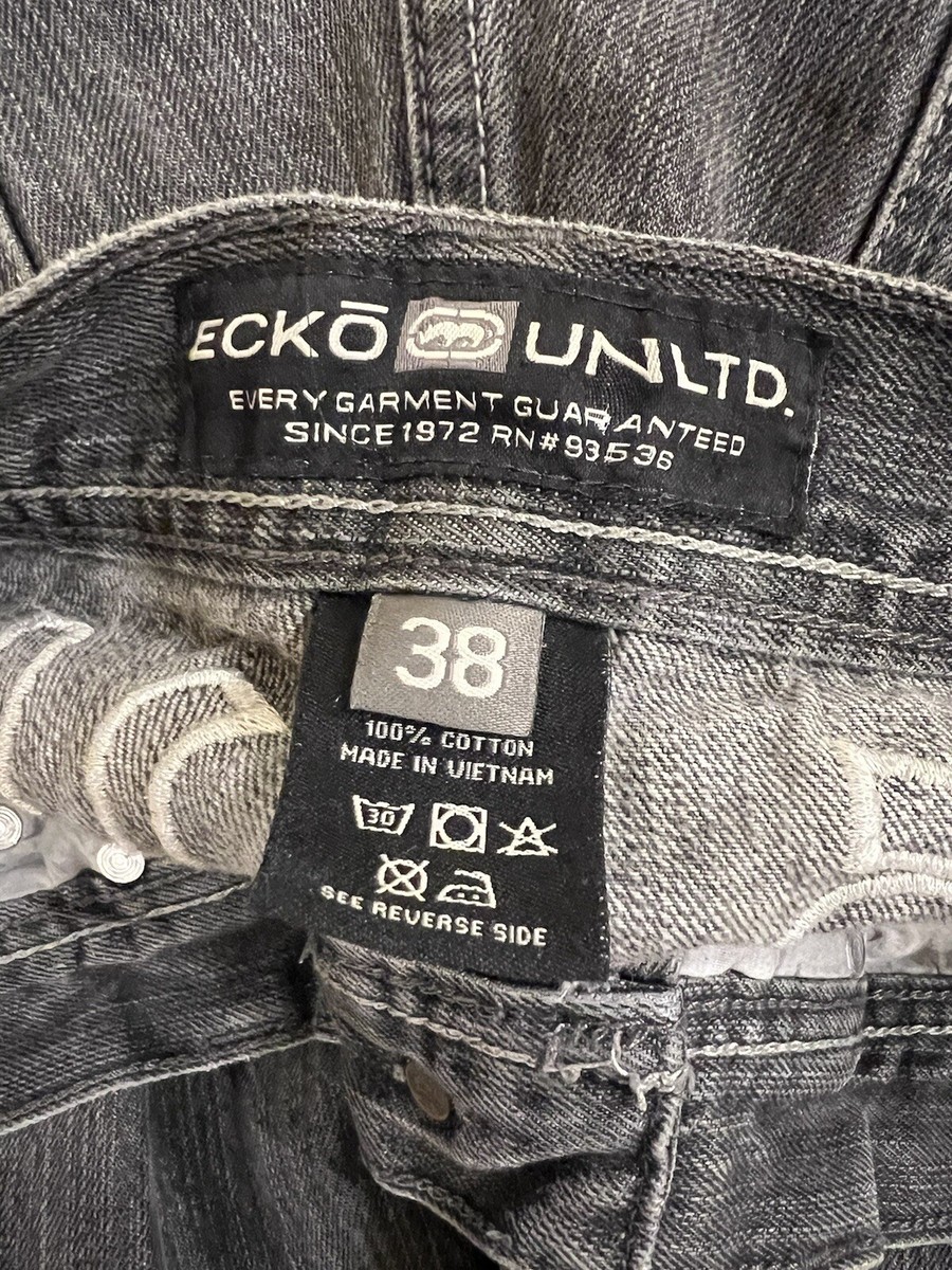 Vtg Y2K 38 Ecko Unlimited Faded Black Baggy Denim Jeans Vtg Y2K 38 Ecko Unlimited Faded Black Baggy Denim Jeans