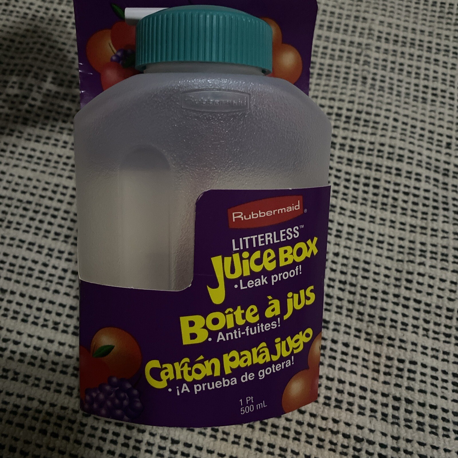 Vintage Rubbermaid Litterless Juice Box Leak Proof 1pt/500 mL NO STRAW