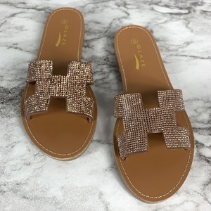 rose gold slip on sandals
