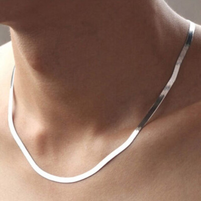 925 Sterling Silver Filled 4MM Flat Snake Chain Necklace 16