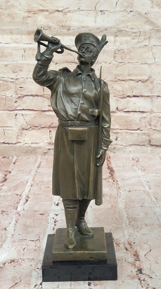 Bronze Sculpture Statue Marble Soldier Warrior Military Hero Art Marble