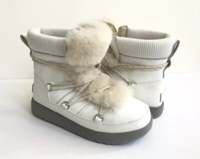 UGG HIGHLAND WATERPROOF PATENT WHITE LACE UP Boot US 6.5 / EU 37.5 / UK 4.5